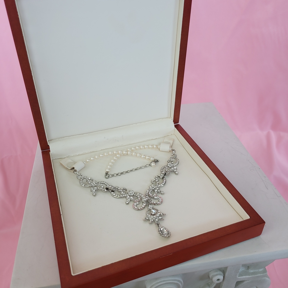 Faux Bridal Jewelry Collection with Crystal And Pearl Accents